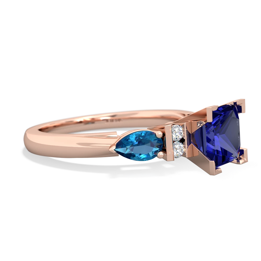 Lab Sapphire 6Mm Princess Eternal Embrace Engagement 14K Rose Gold ring C2002