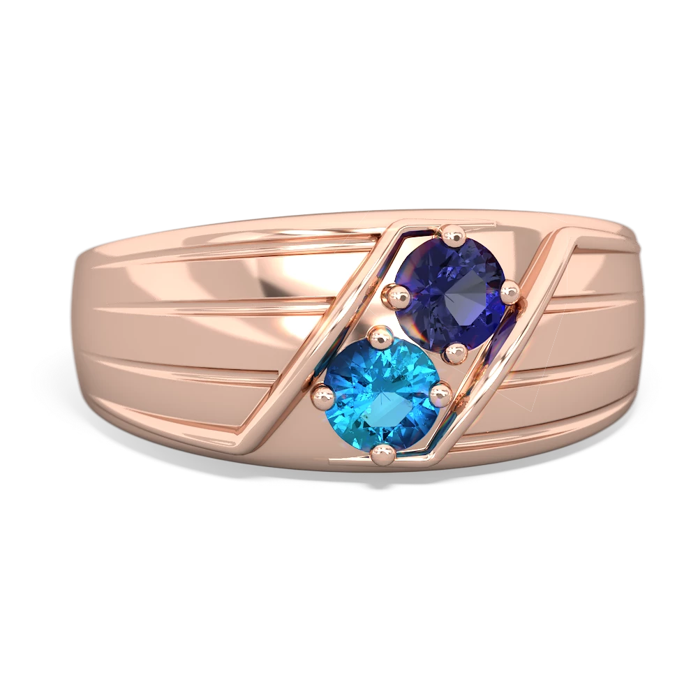 Lab Sapphire Men's Streamline 14K Rose Gold ring R0460