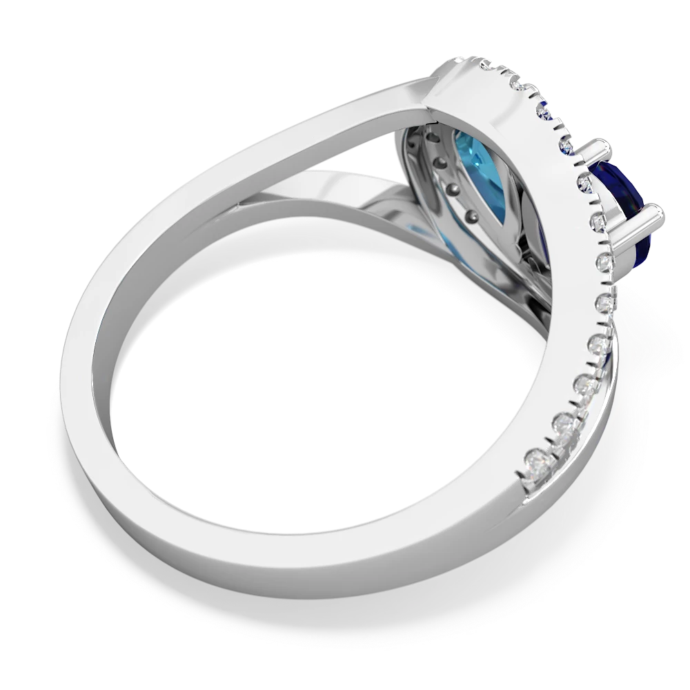 Lab Sapphire Nestled Heart Keepsake 14K White Gold ring R5650