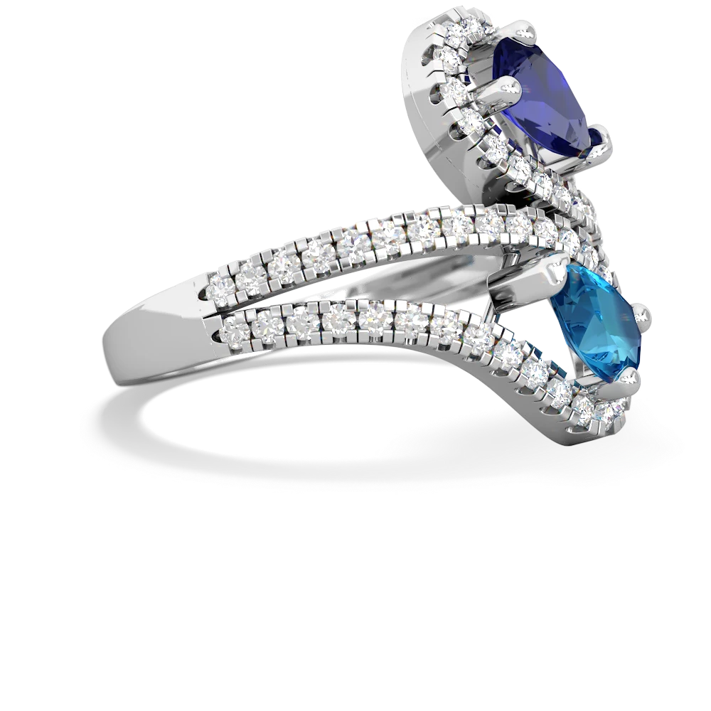 Lab Sapphire Diamond Dazzler 14K White Gold ring R3000