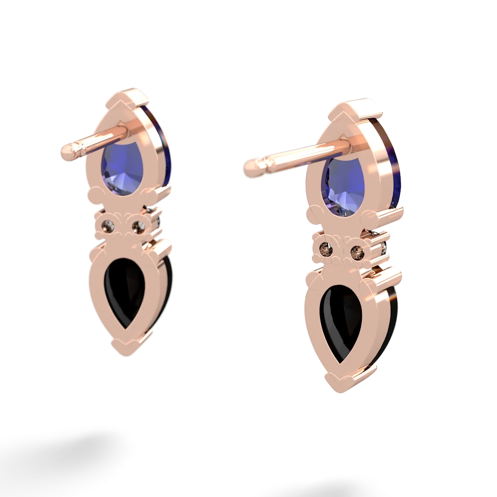 Lab Sapphire Bowtie Drop 14K Rose Gold earrings E0865