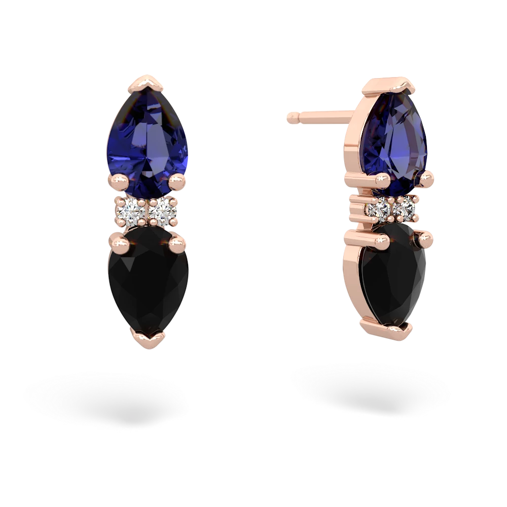 Lab Sapphire Bowtie Drop 14K Rose Gold earrings E0865