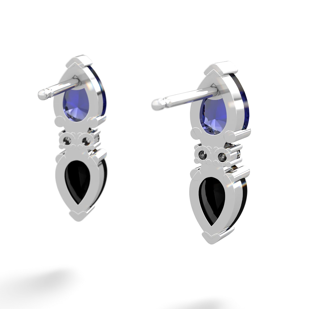 Lab Sapphire Bowtie Drop 14K White Gold earrings E0865