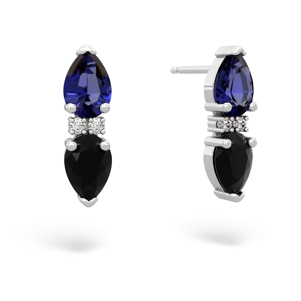 Lab Sapphire Bowtie Drop 14K White Gold earrings E0865