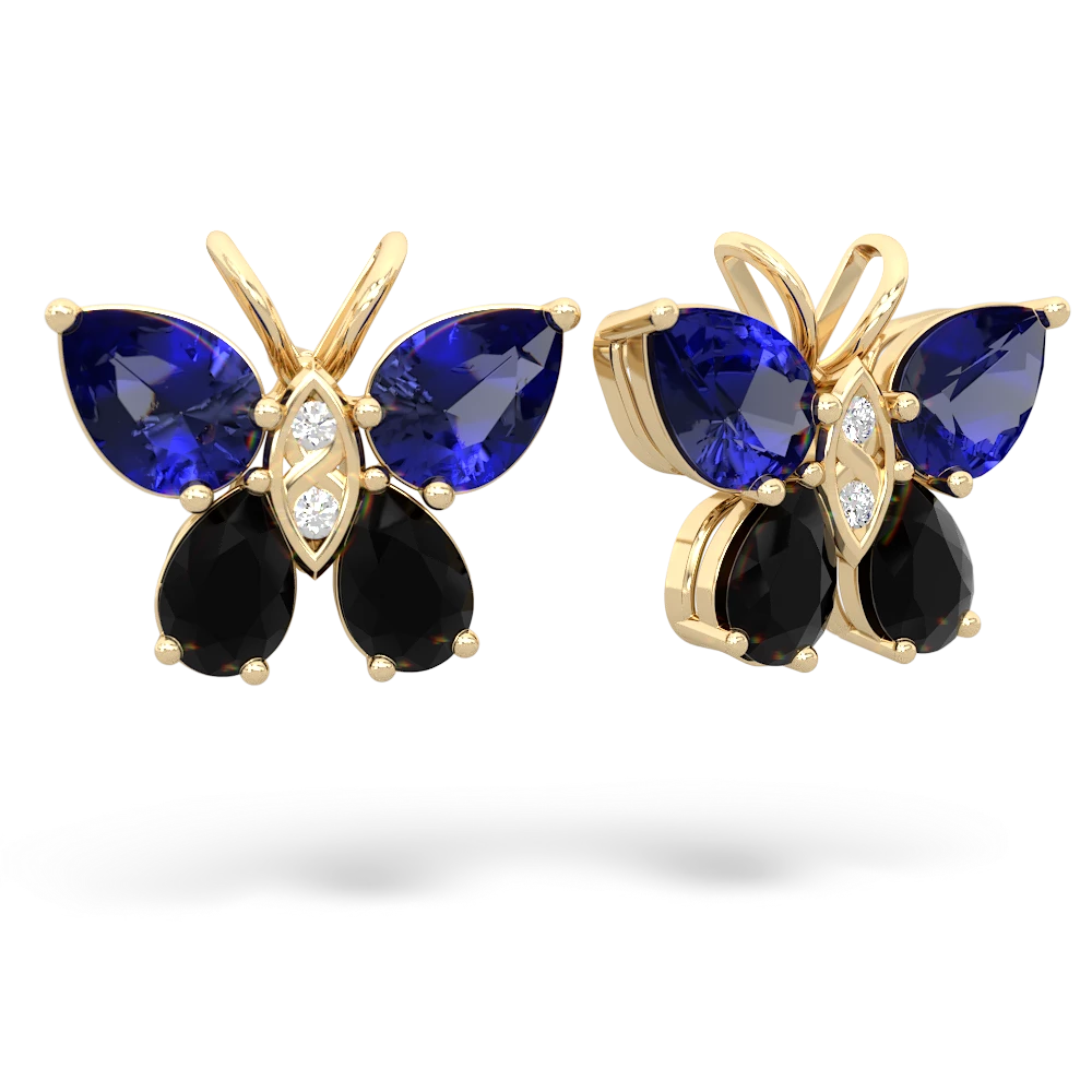 Lab Sapphire Butterfly 14K Yellow Gold earrings E2215