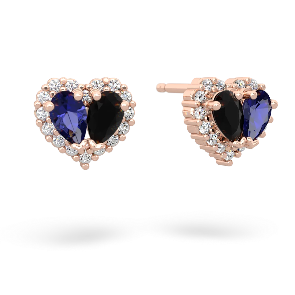 Lab Sapphire Halo 14K Rose Gold earrings E7008