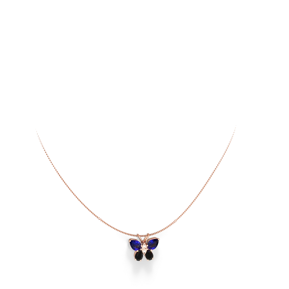 Lab Sapphire Butterfly 14K Rose Gold pendant P2215