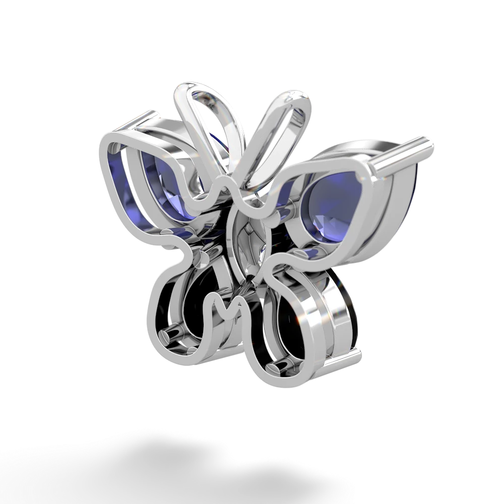 Lab Sapphire Butterfly 14K White Gold pendant P2215