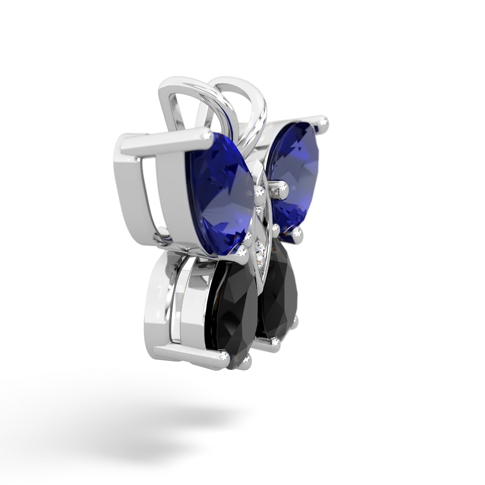 Lab Sapphire Butterfly 14K White Gold pendant P2215