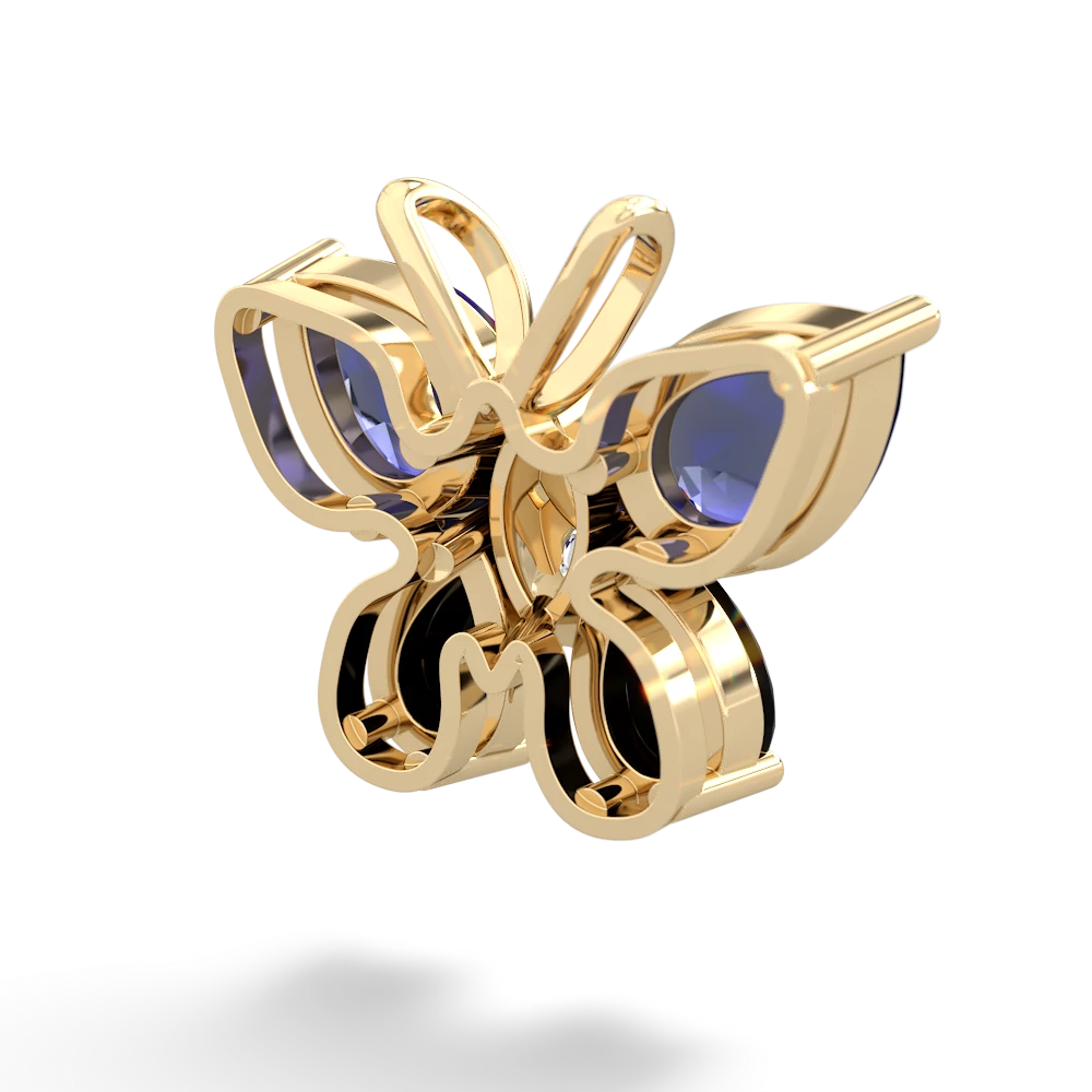 Lab Sapphire Butterfly 14K Yellow Gold pendant P2215