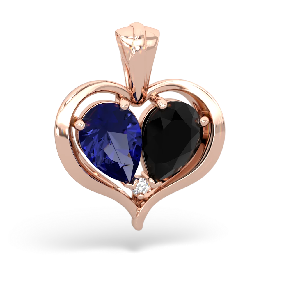 Lab Sapphire Two Become One 14K Rose Gold pendant P5330