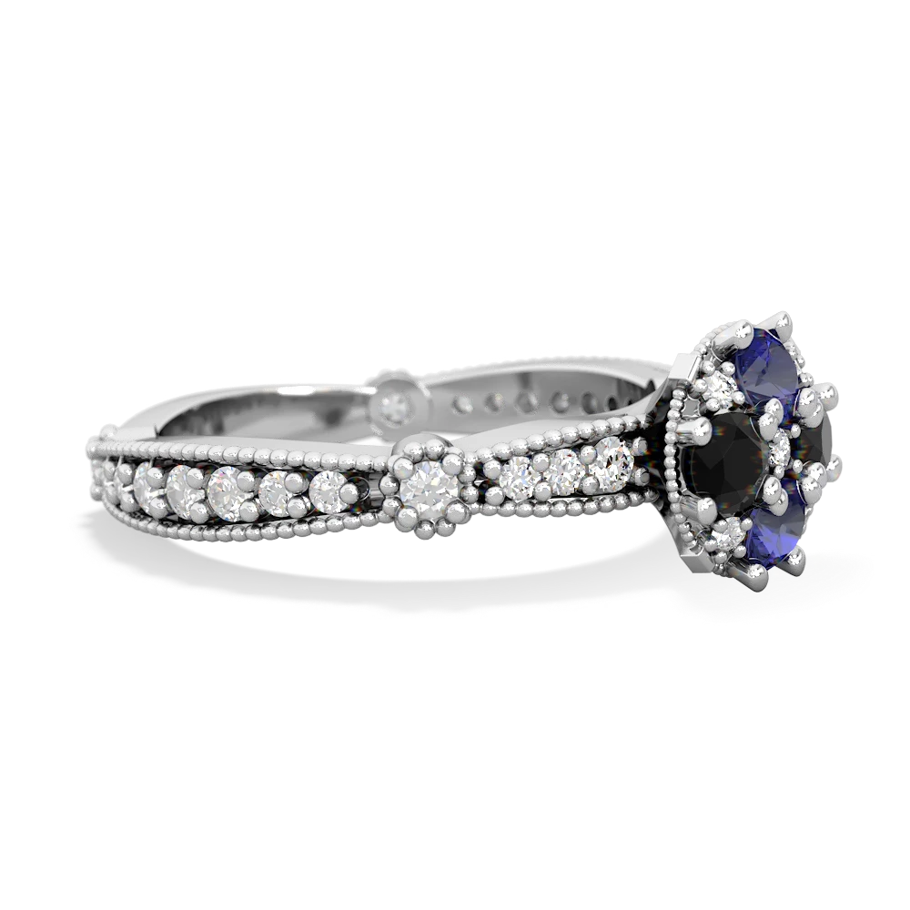 Lab Sapphire Sparkling Tiara Cluster 14K White Gold ring R26293RD