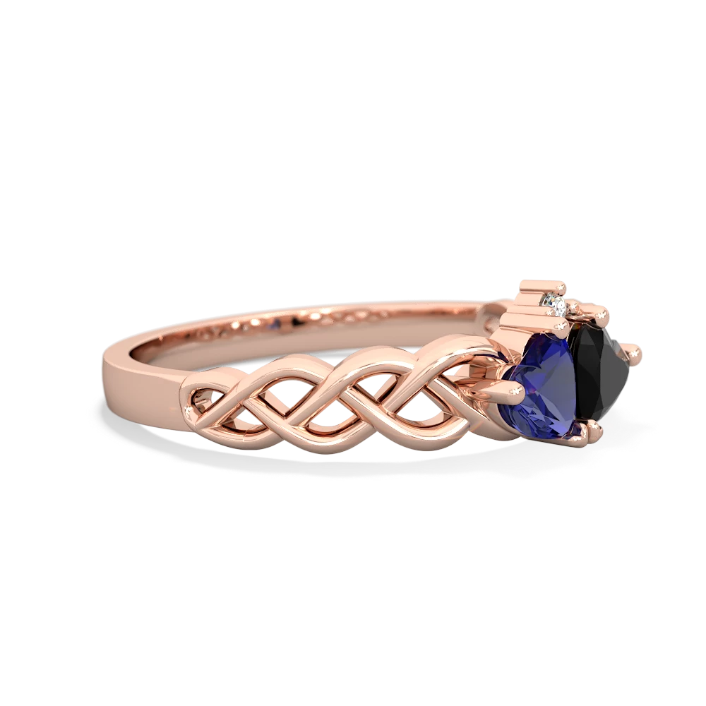 Lab Sapphire Heart To Heart Braid 14K Rose Gold ring R5870