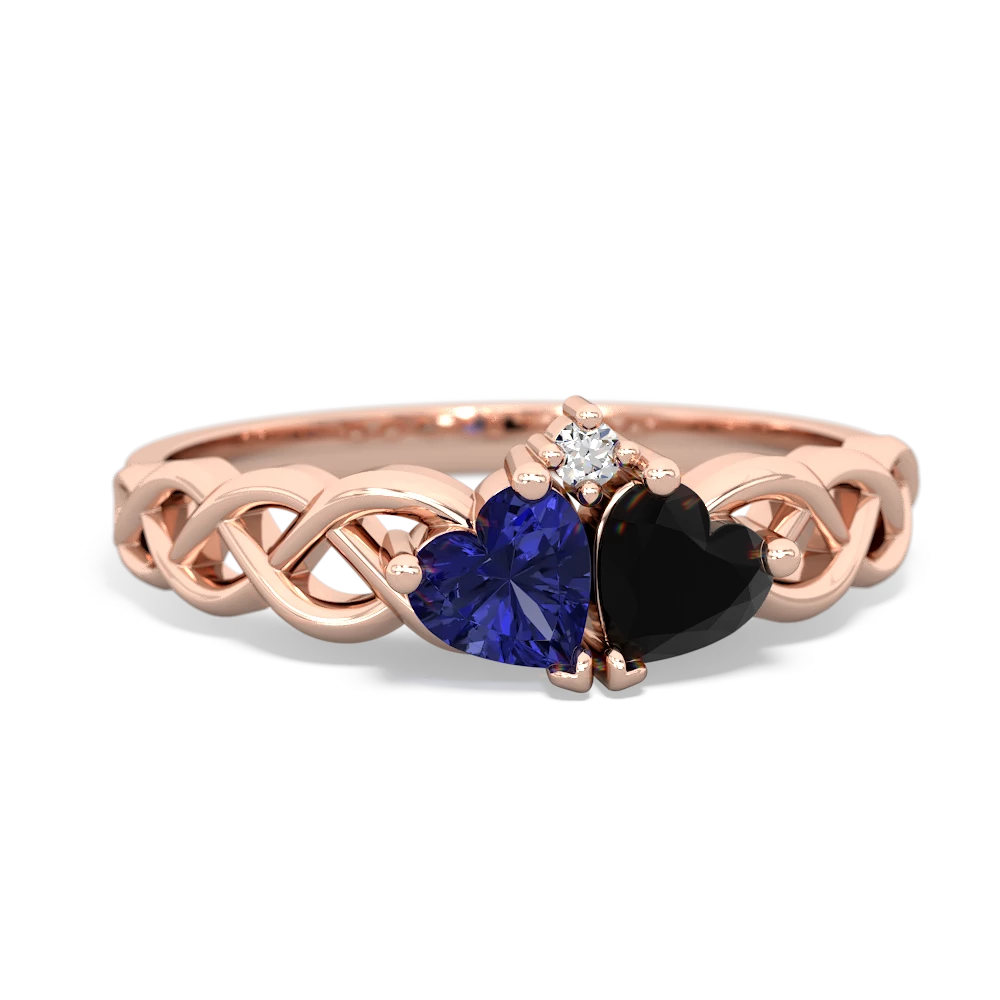 Lab Sapphire Heart To Heart Braid 14K Rose Gold ring R5870