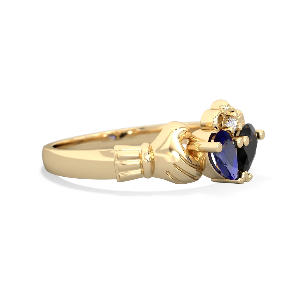 Lab Sapphire 'Our Heart' Claddagh 14K Yellow Gold ring R2388