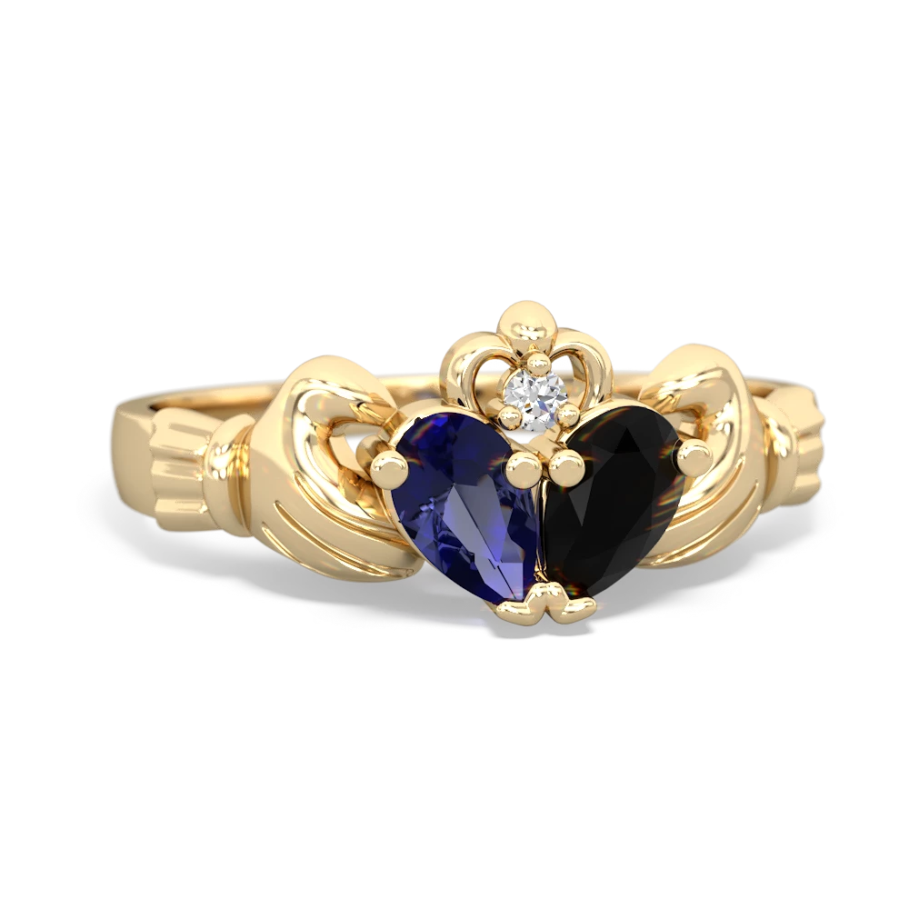 Lab Sapphire 'Our Heart' Claddagh 14K Yellow Gold ring R2388