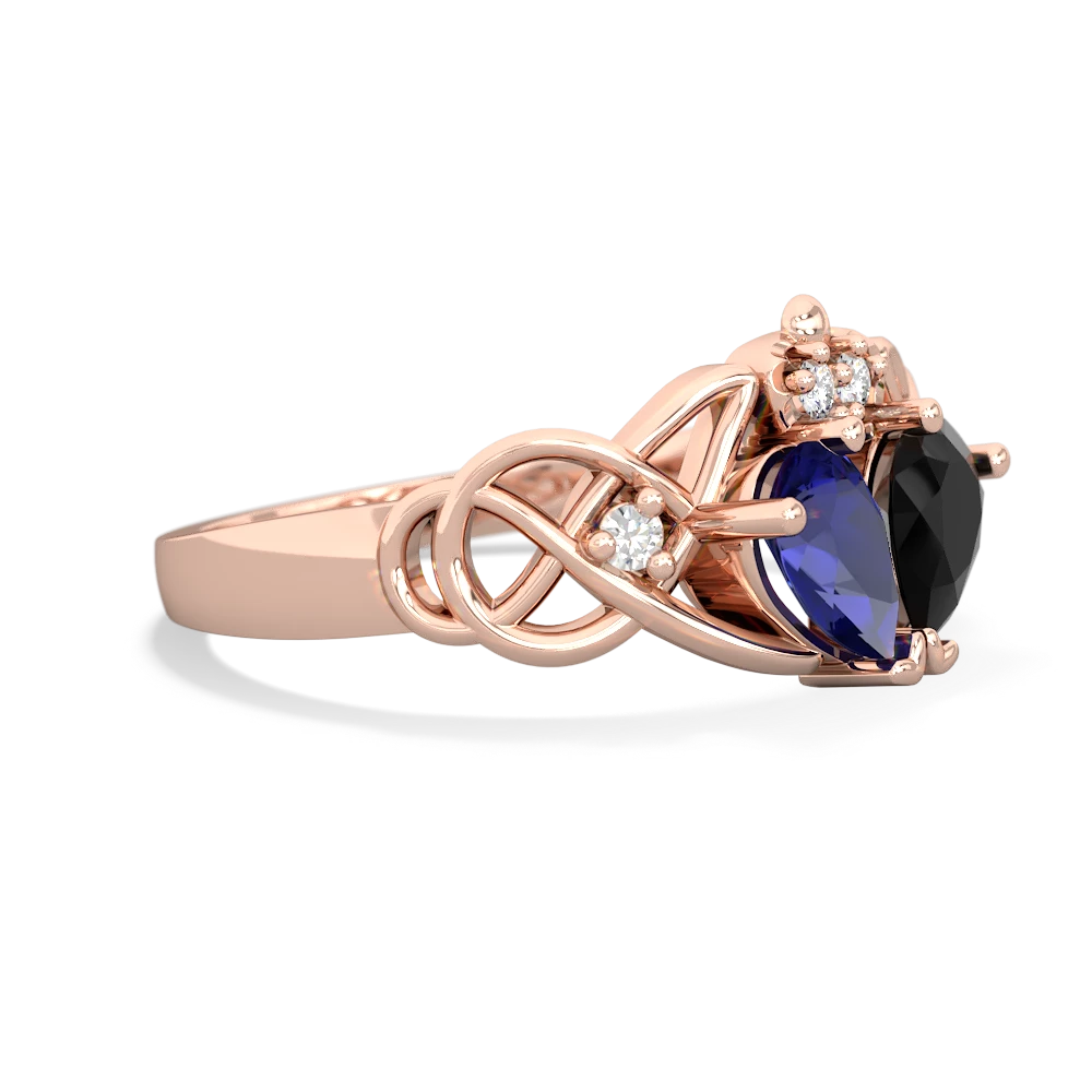 Lab Sapphire 'One Heart' Celtic Knot Claddagh 14K Rose Gold ring R5322