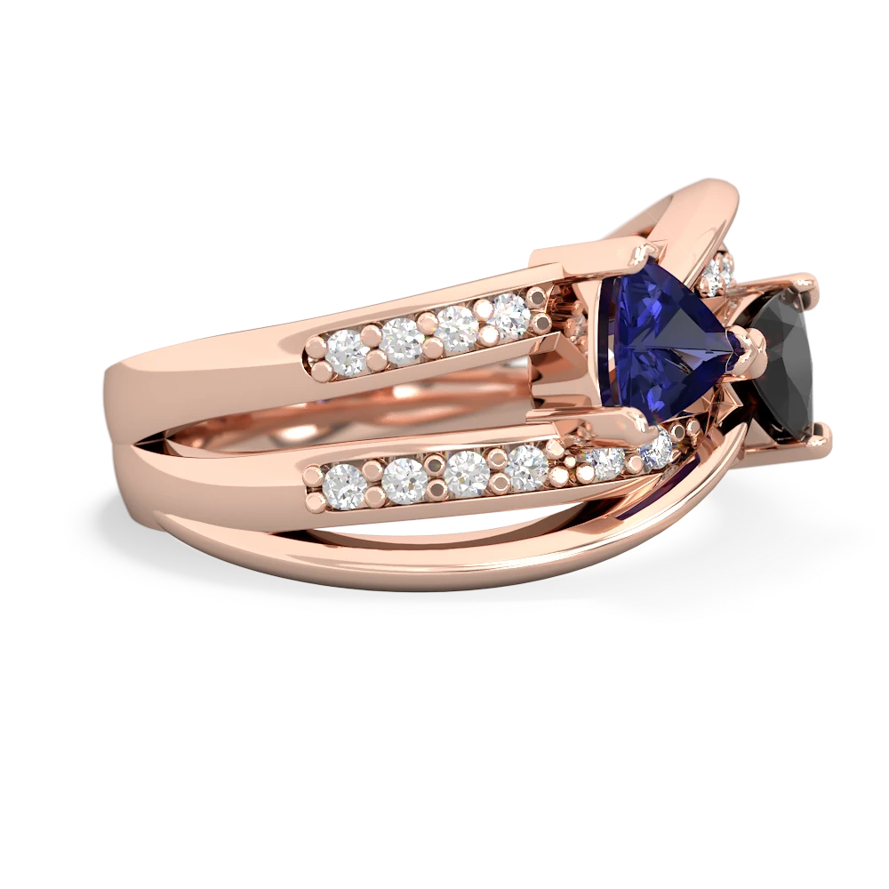 Lab Sapphire Bowtie 14K Rose Gold ring R2360