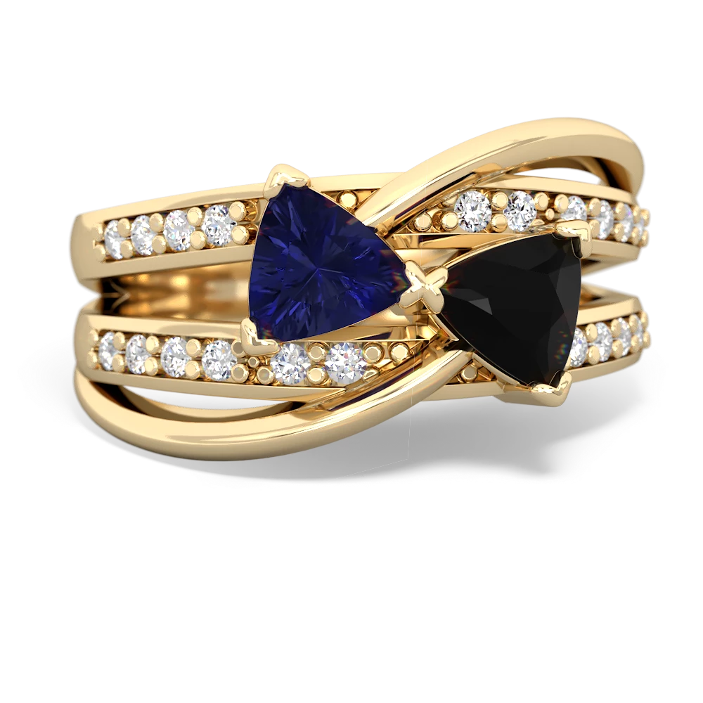 Lab Sapphire Bowtie 14K Yellow Gold ring R2360