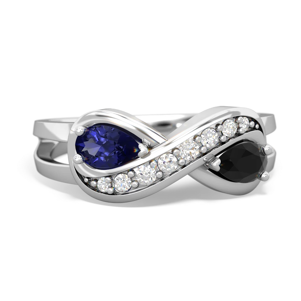 Lab Sapphire Diamond Infinity 14K White Gold ring R5390