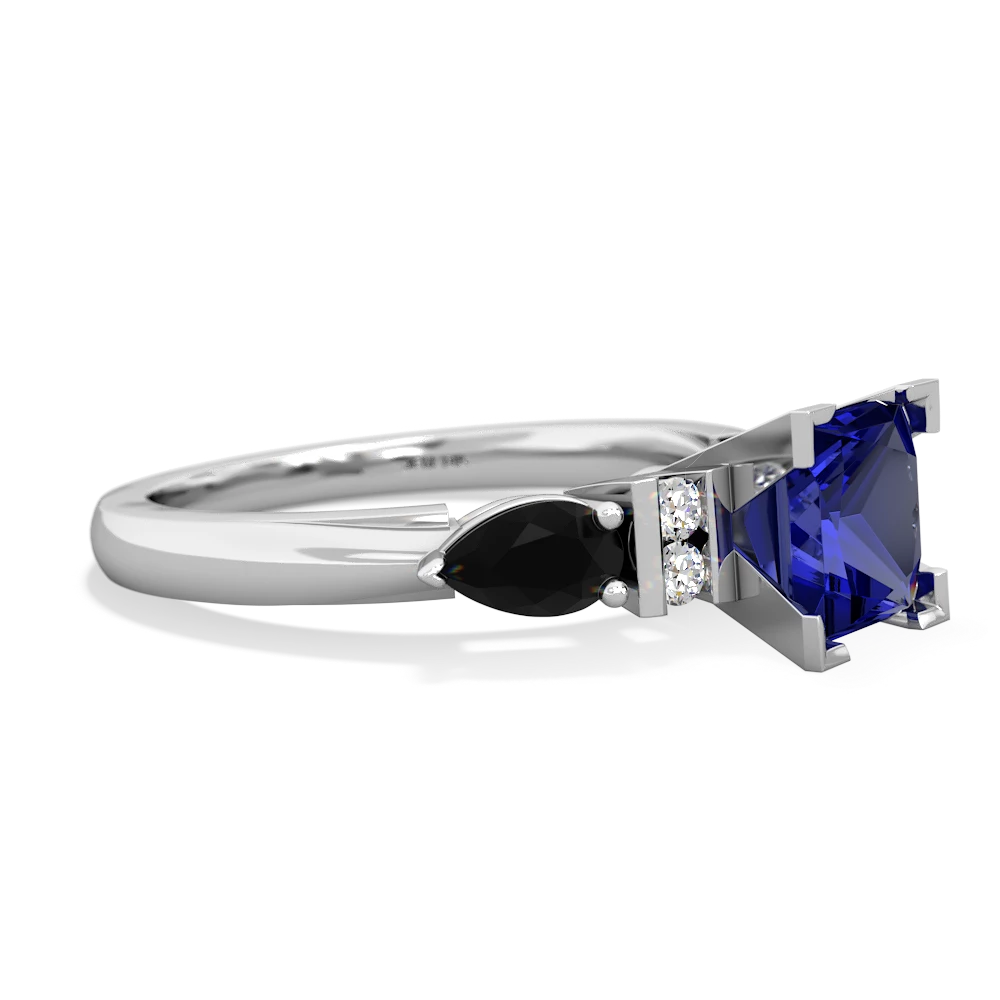 Lab Sapphire 6Mm Princess Eternal Embrace Engagement 14K White Gold ring C2002