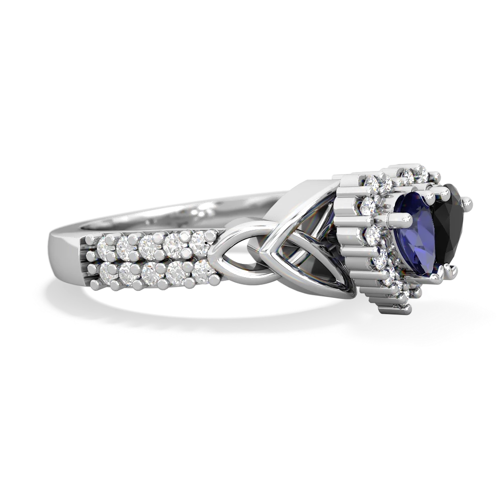 Lab Sapphire Celtic Knot Two Hearts As One 14K White Gold ring R2644HRT