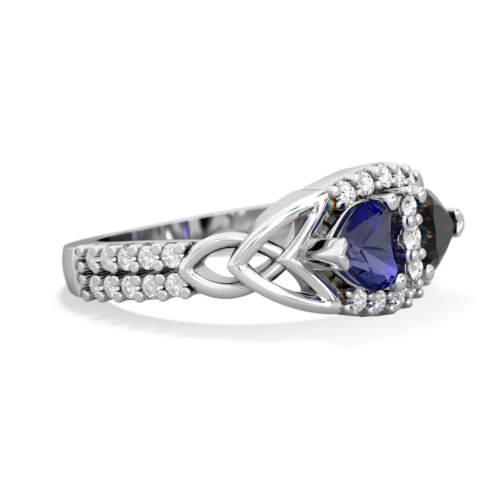 Lab Sapphire Sparkling Celtic Knot 14K White Gold ring R2645