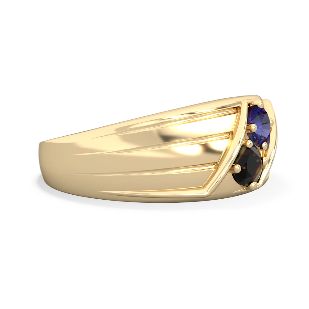 Lab Sapphire Men's Streamline 14K Yellow Gold ring R0460