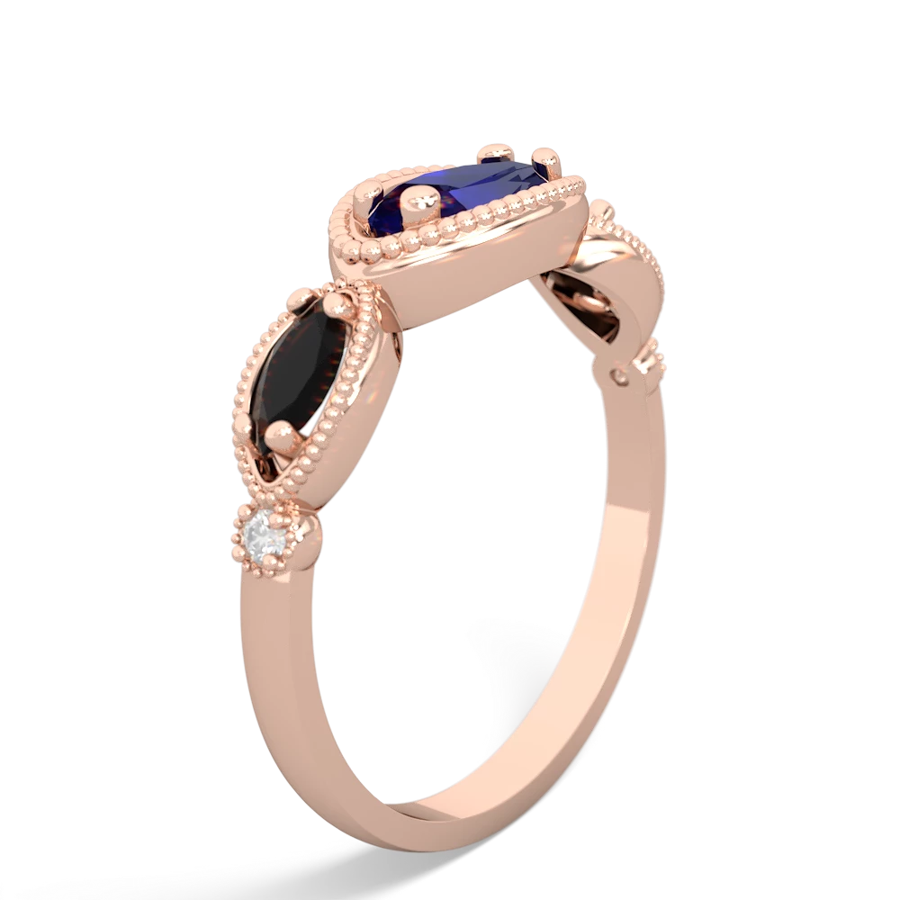 Lab Sapphire Milgrain Marquise 14K Rose Gold ring R5700