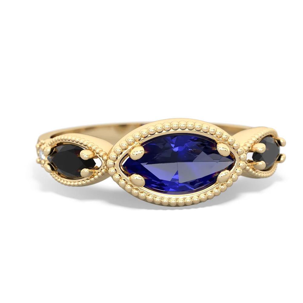 Lab Sapphire Milgrain Marquise 14K Yellow Gold ring R5700