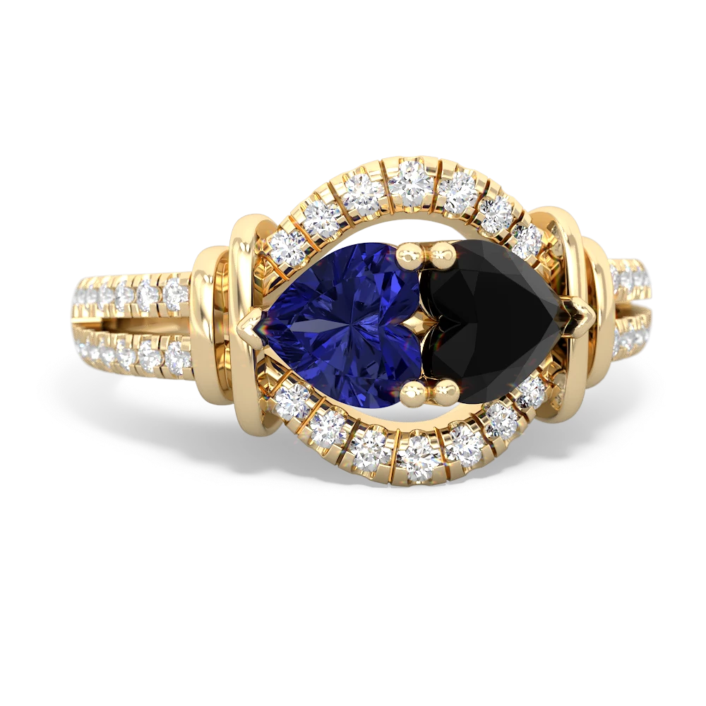 Lab Sapphire Art-Deco Keepsake 14K Yellow Gold ring R5630