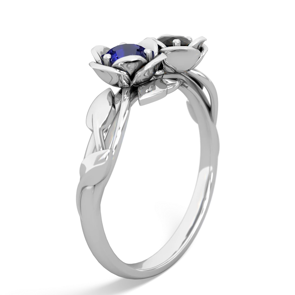 Lab Sapphire Rose Garden 14K White Gold ring R5510