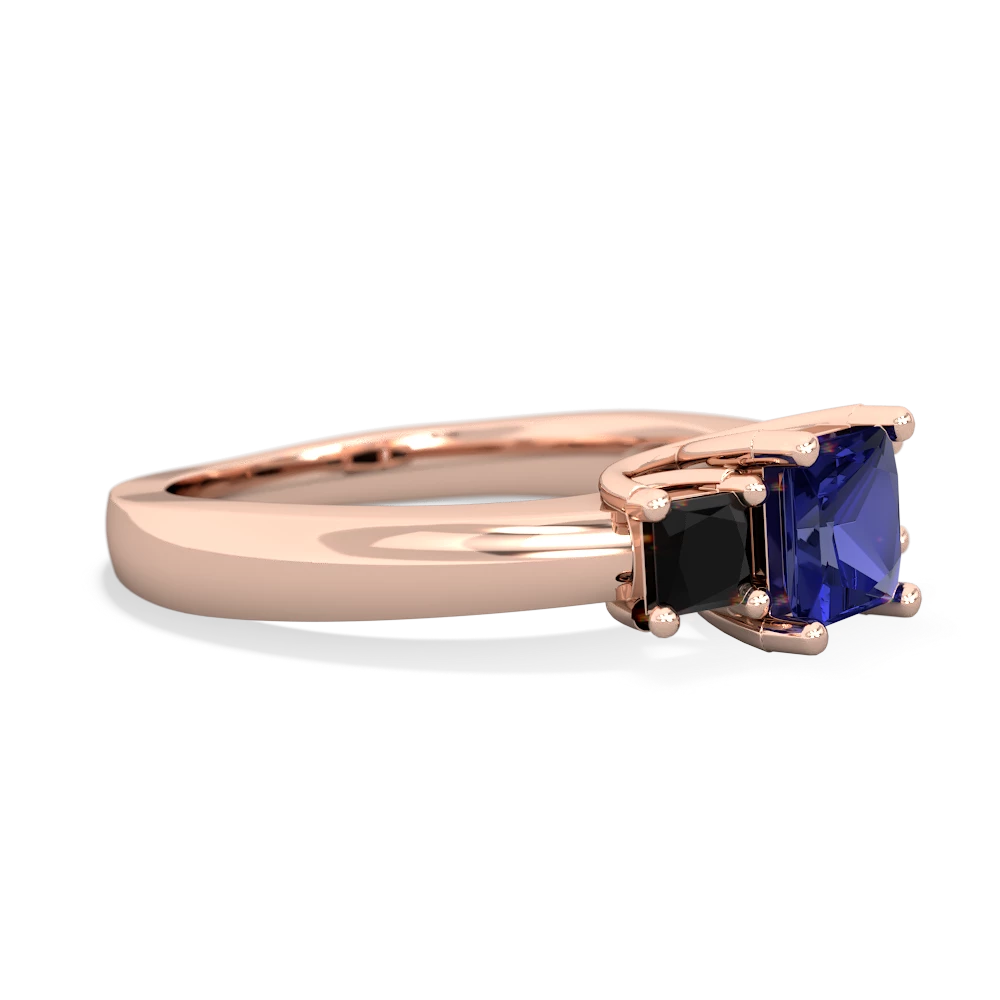 Lab Sapphire Three Stone Trellis 14K Rose Gold ring R4015