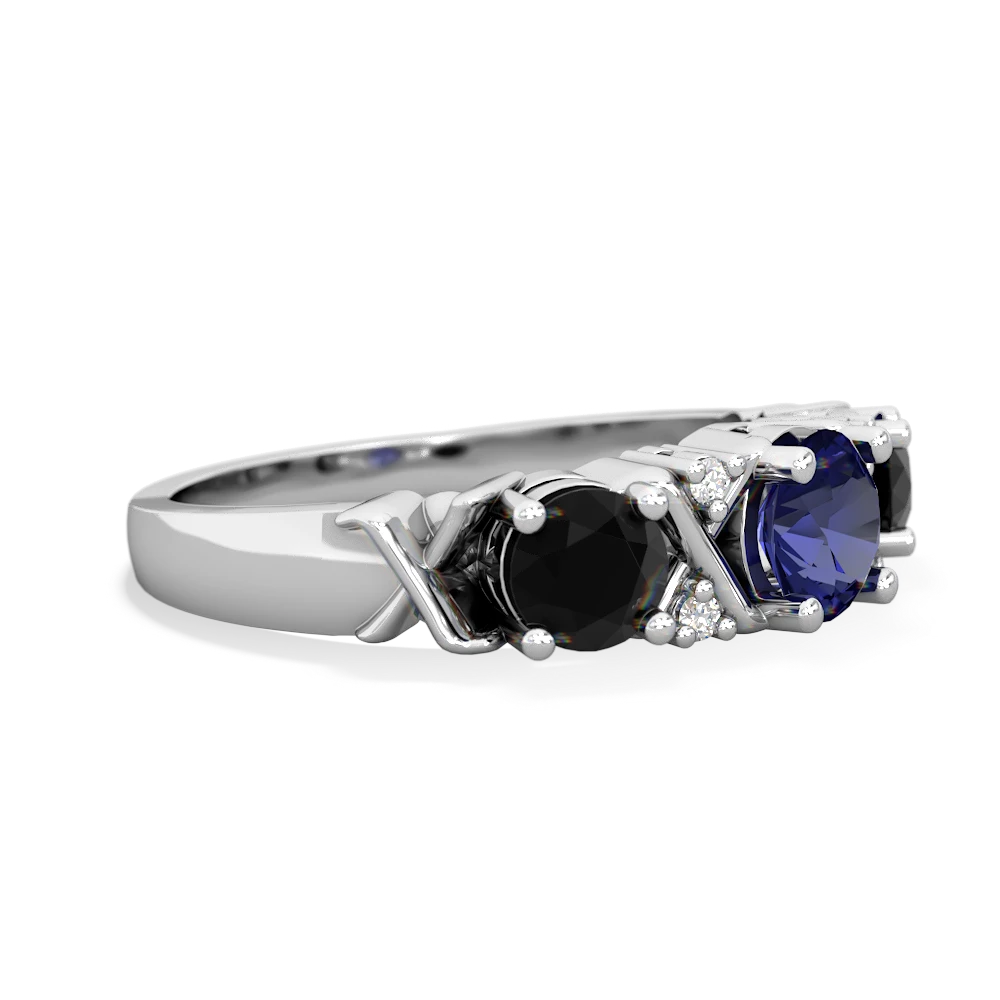 Lab Sapphire Hugs And Kisses 14K White Gold ring R5016