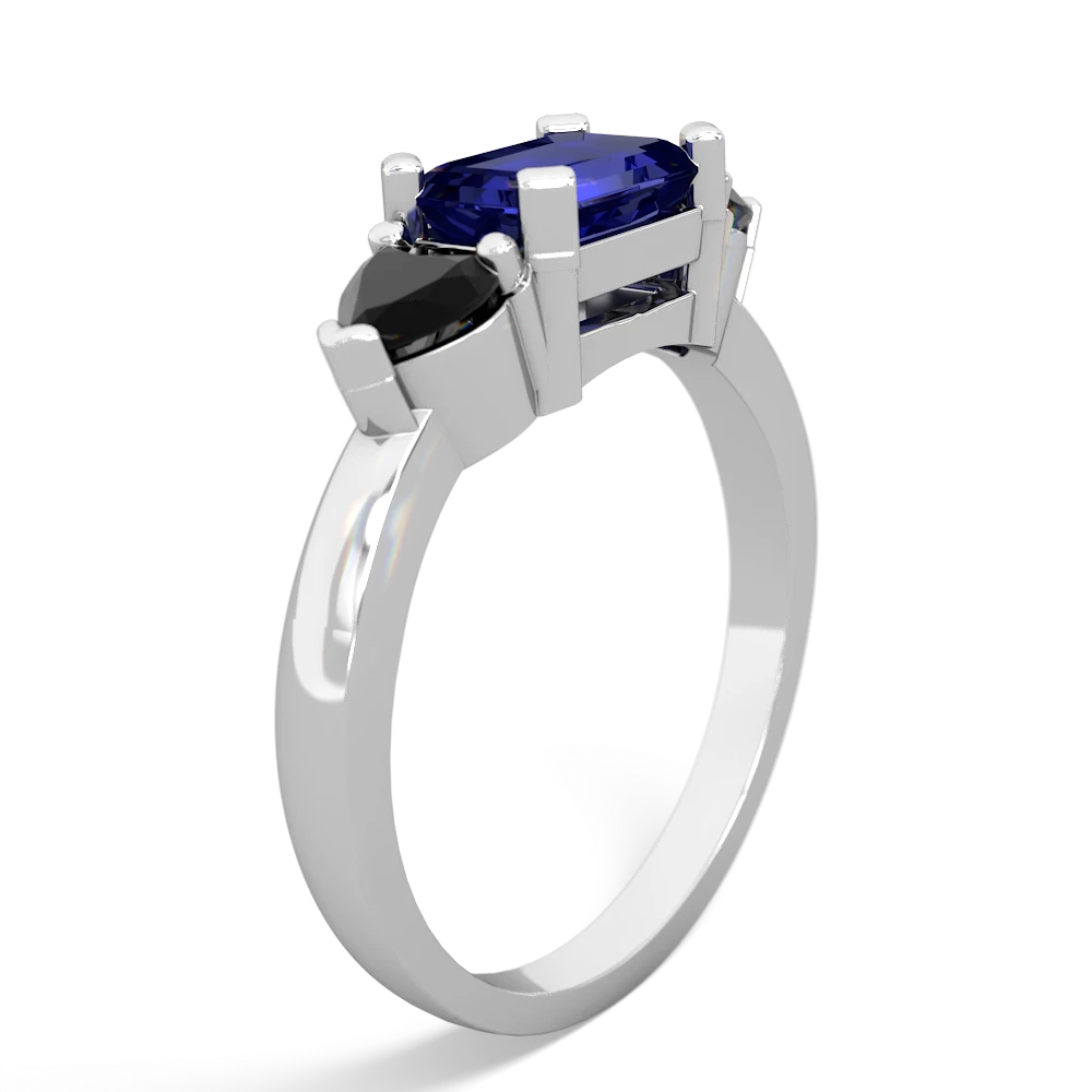 Lab Sapphire Three Stone 14K White Gold ring R5235