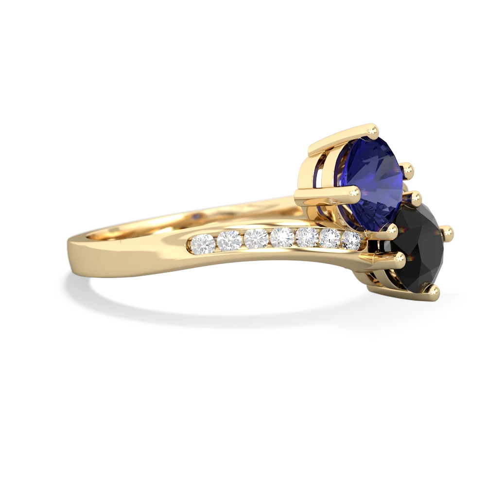 Lab Sapphire Channel Set Two Stone 14K Yellow Gold ring R5303