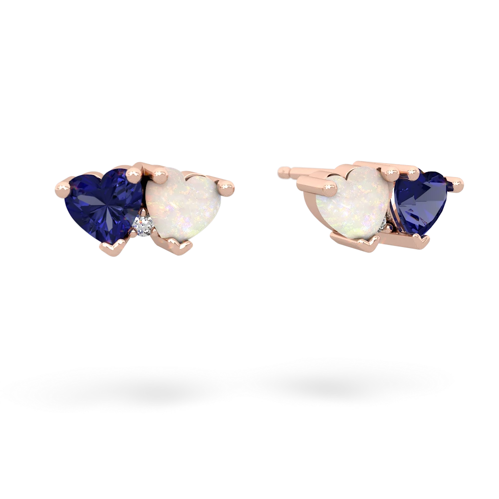 Lab Sapphire Sweethearts 14K Rose Gold earrings E5260