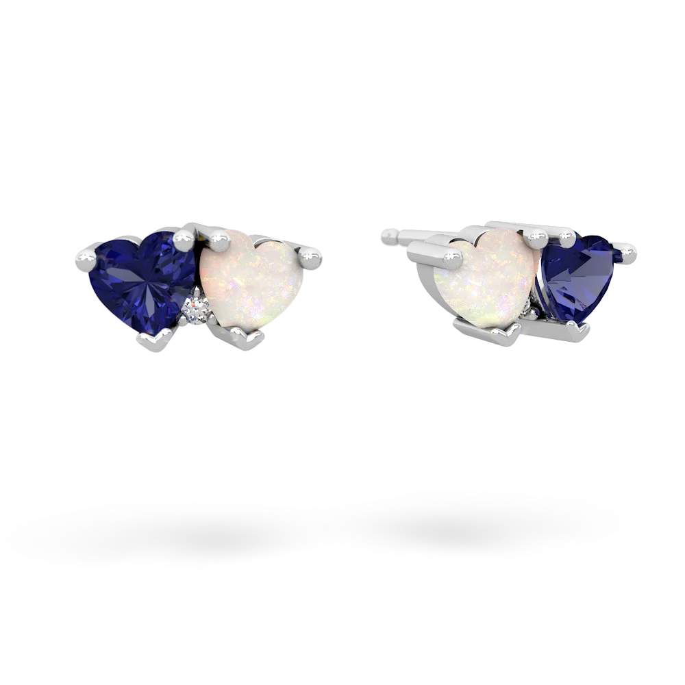 Lab Sapphire Sweethearts 14K White Gold earrings E5260