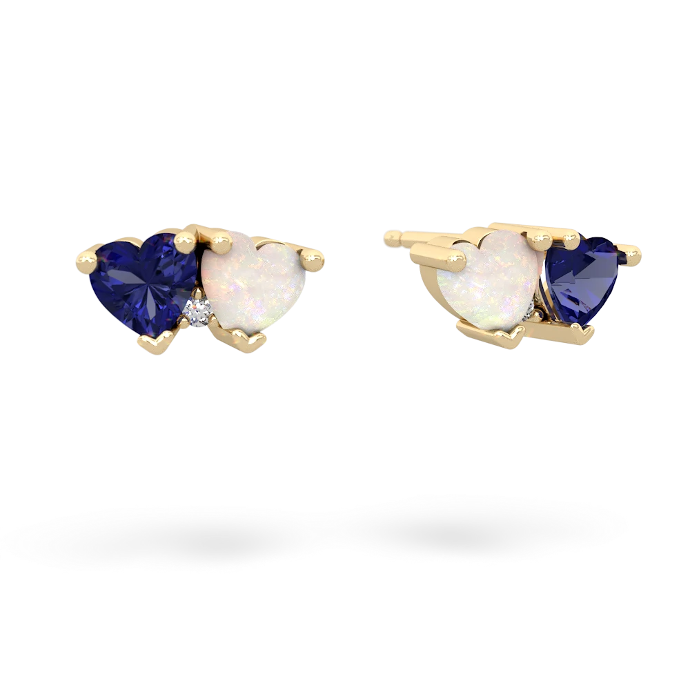 Lab Sapphire Sweethearts 14K Yellow Gold earrings E5260