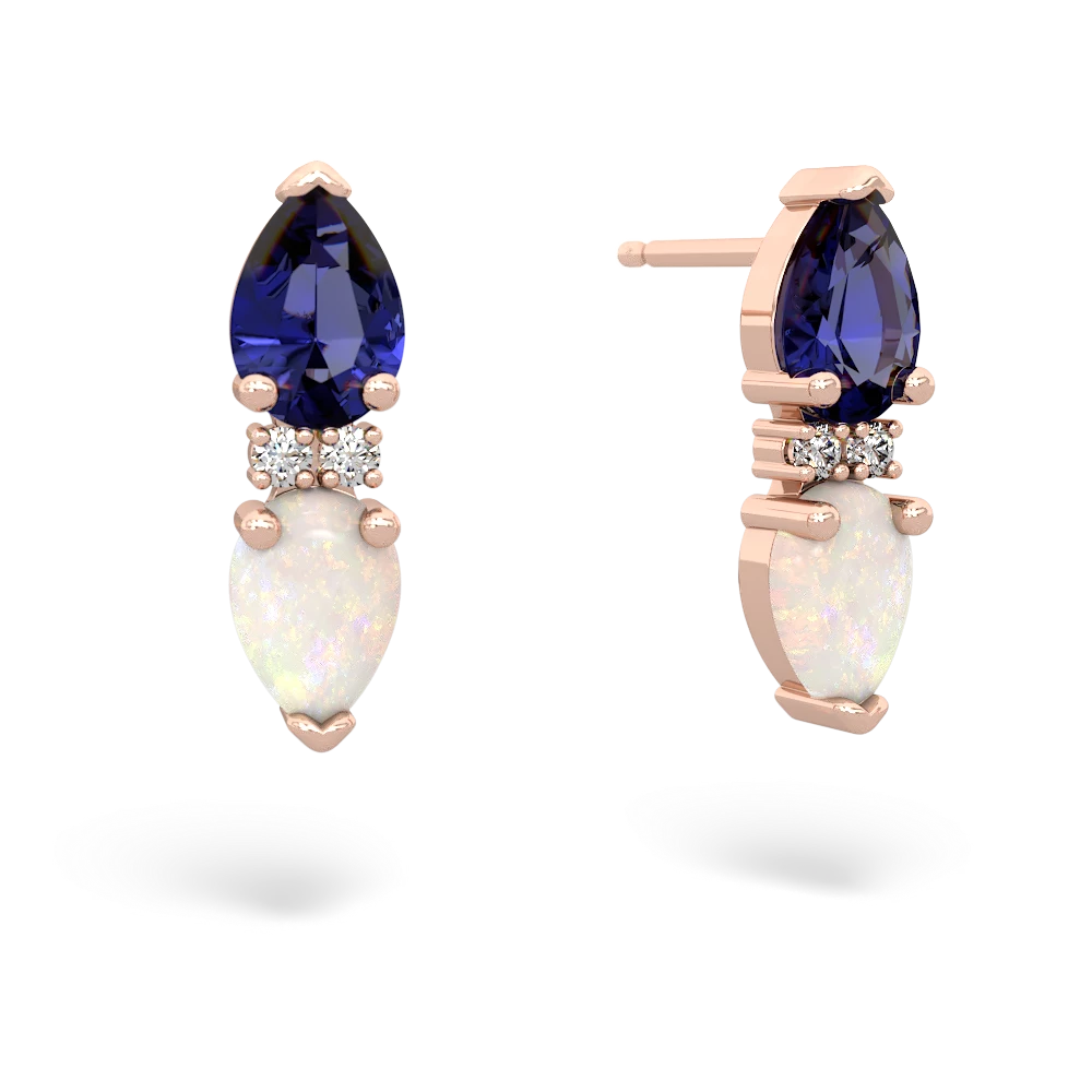 Lab Sapphire Bowtie Drop 14K Rose Gold earrings E0865