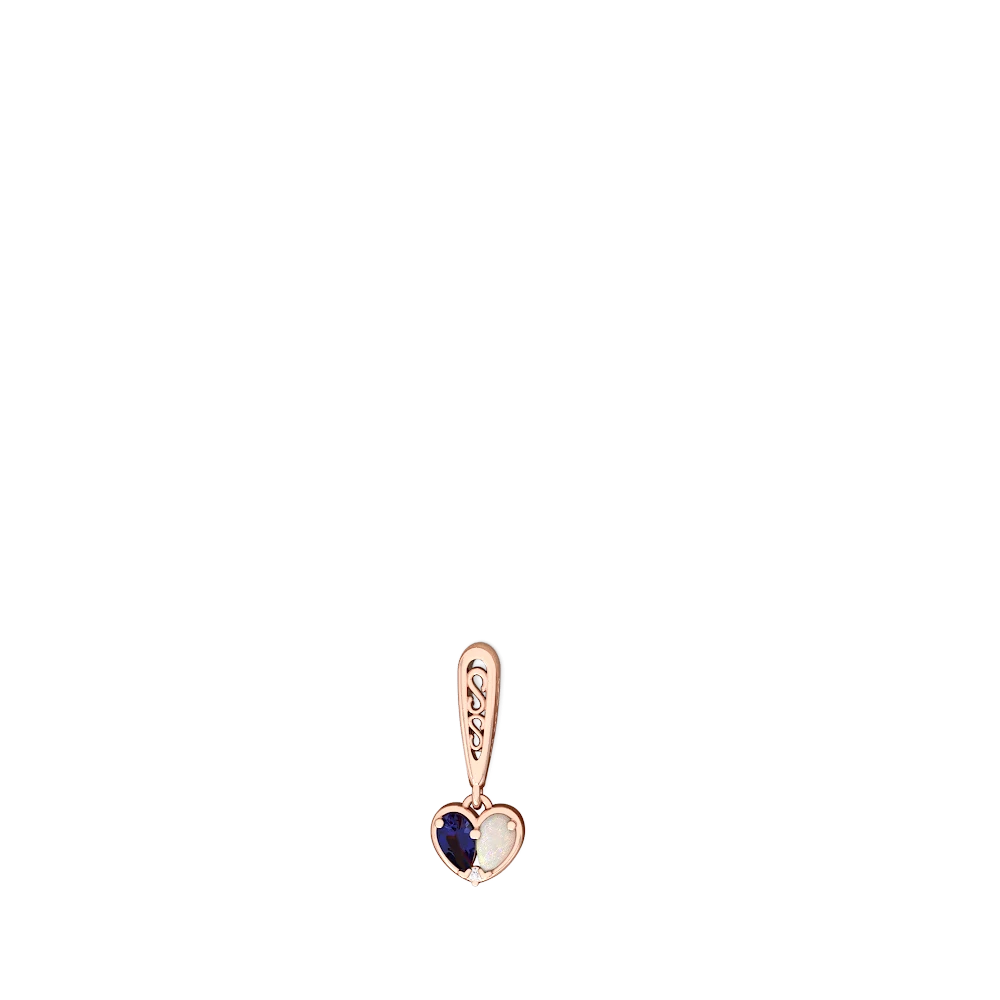 Lab Sapphire Filligree Heart 14K Rose Gold earrings E5070