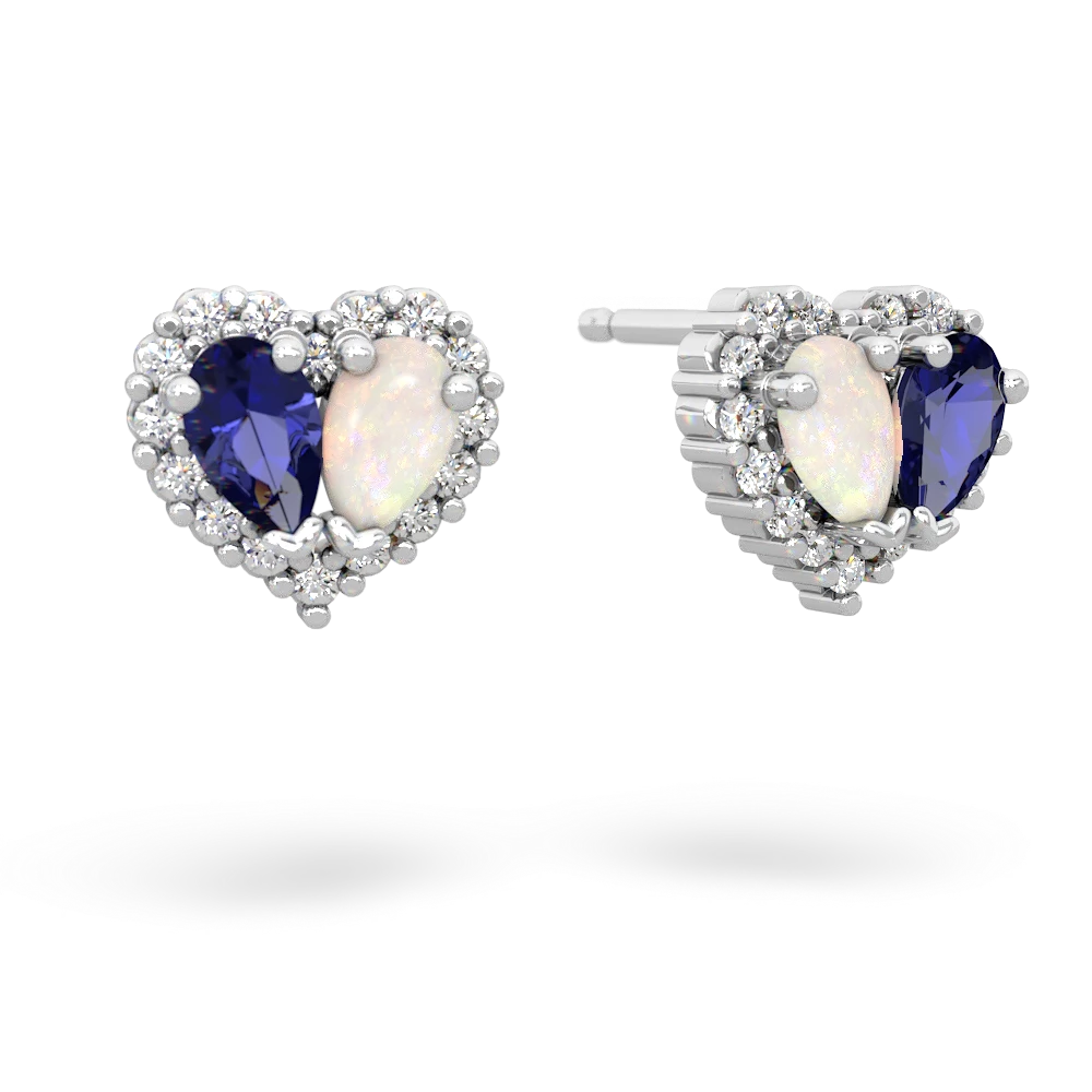 Lab Sapphire Halo 14K White Gold earrings E7008