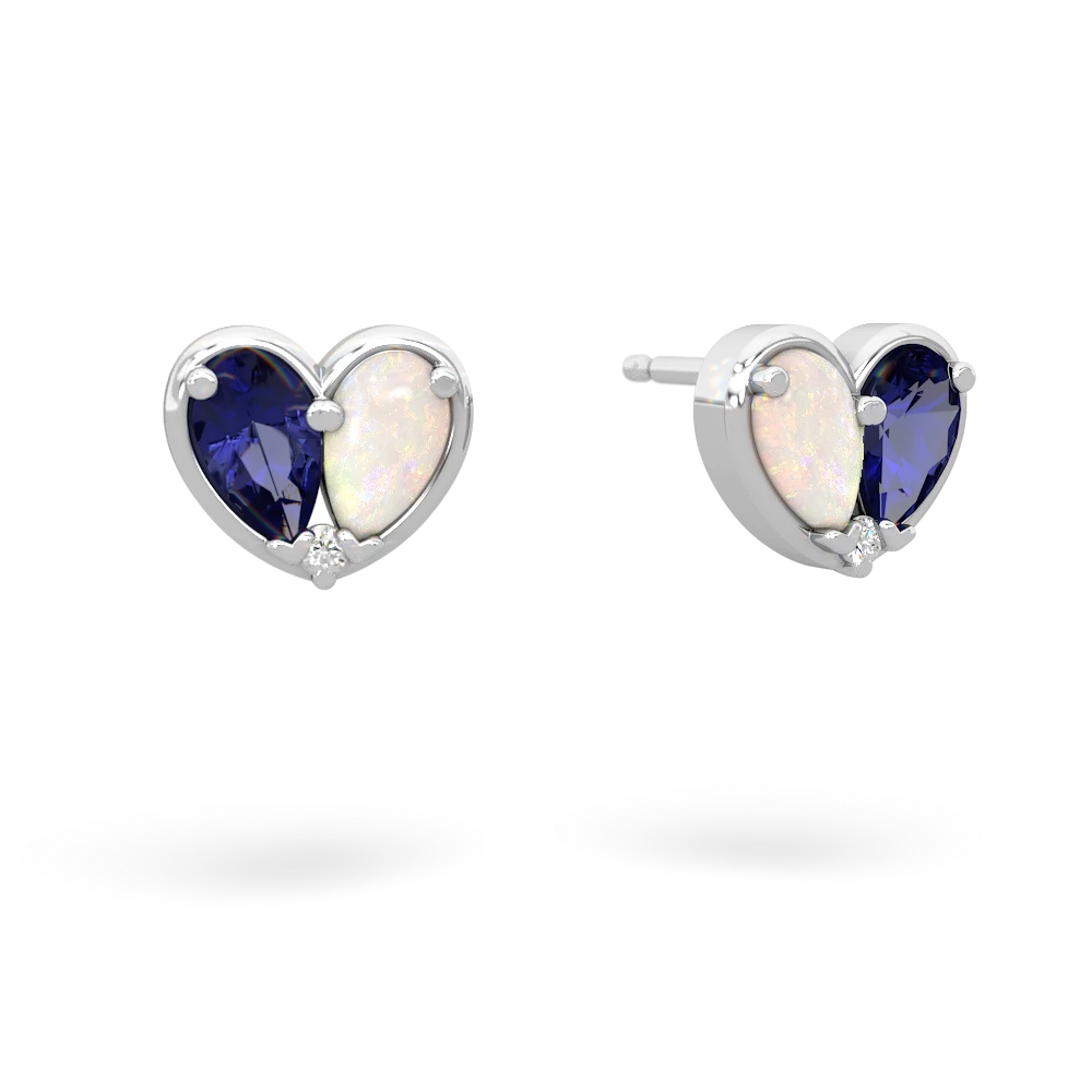 Lab Sapphire 'Our Heart' 14K White Gold earrings E5072