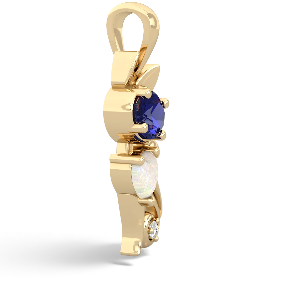 Lab Sapphire Kitten 14K Yellow Gold pendant P5780