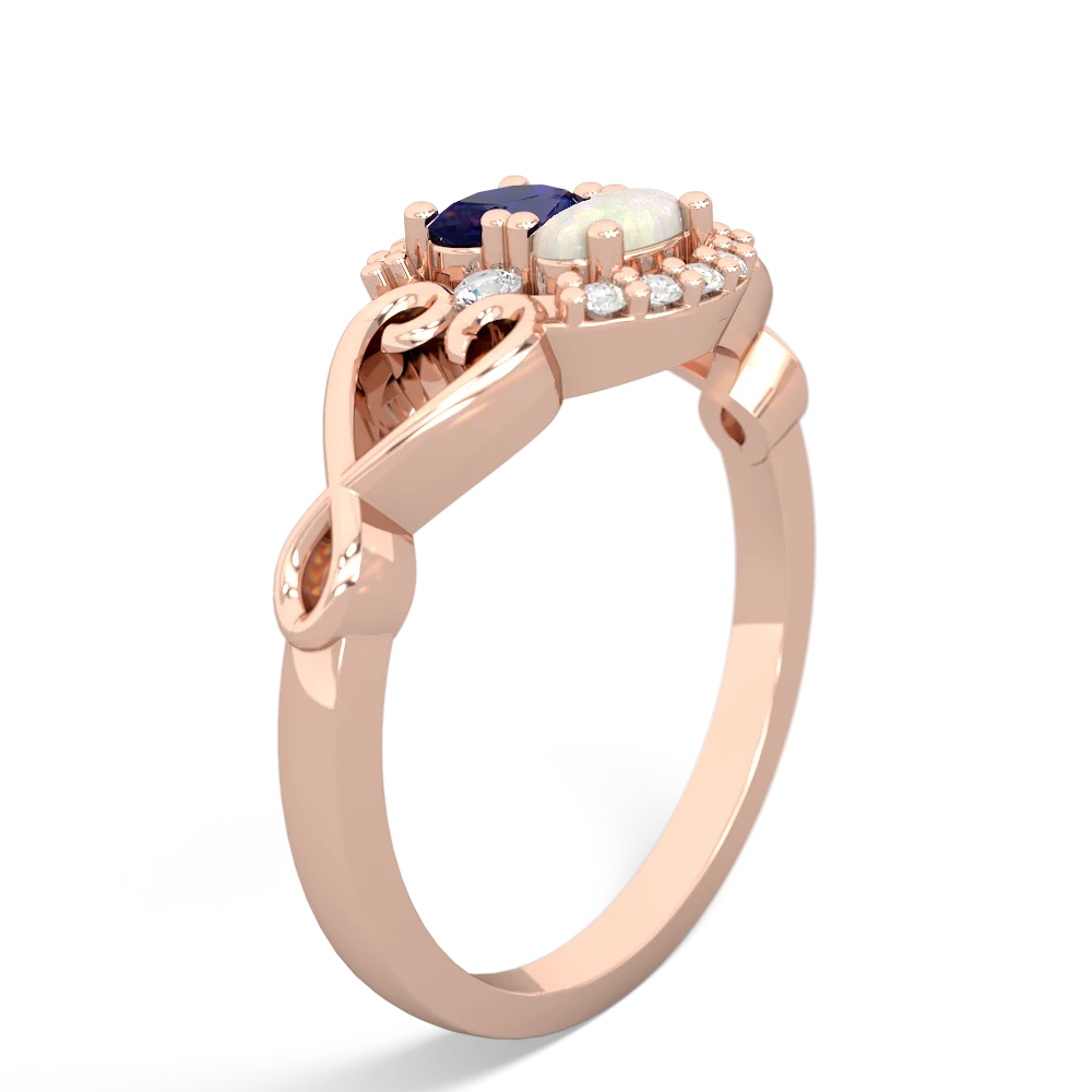 Lab Sapphire Love Nest 14K Rose Gold ring R5860