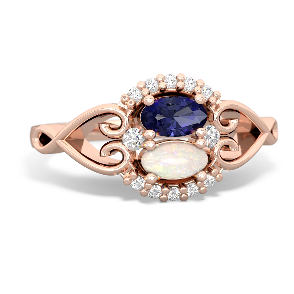 Lab Sapphire Love Nest 14K Rose Gold ring R5860