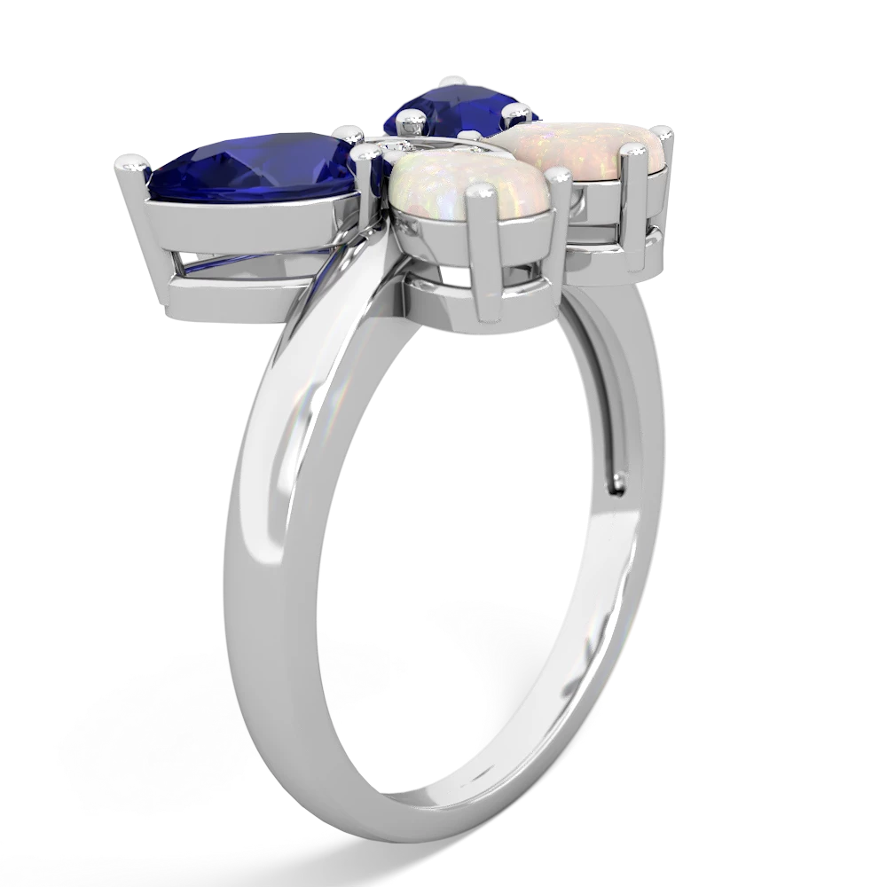 Lab Sapphire Butterfly 14K White Gold ring R2215