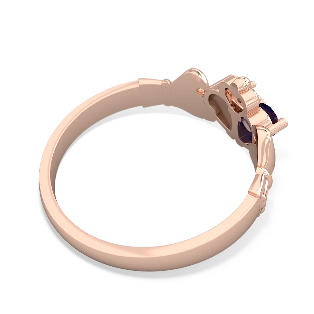 Lab Sapphire 'Our Heart' Claddagh 14K Rose Gold ring R2388