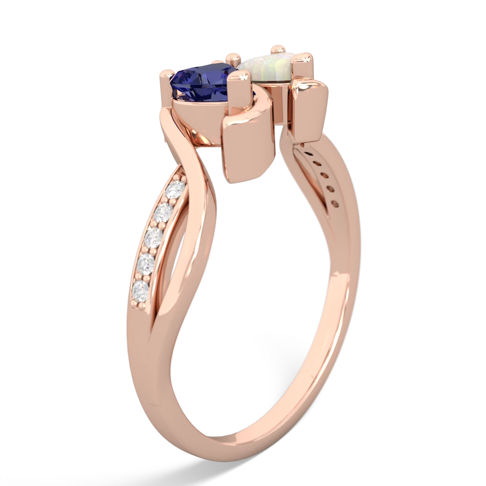 Lab Sapphire Side By Side 14K Rose Gold ring R3090