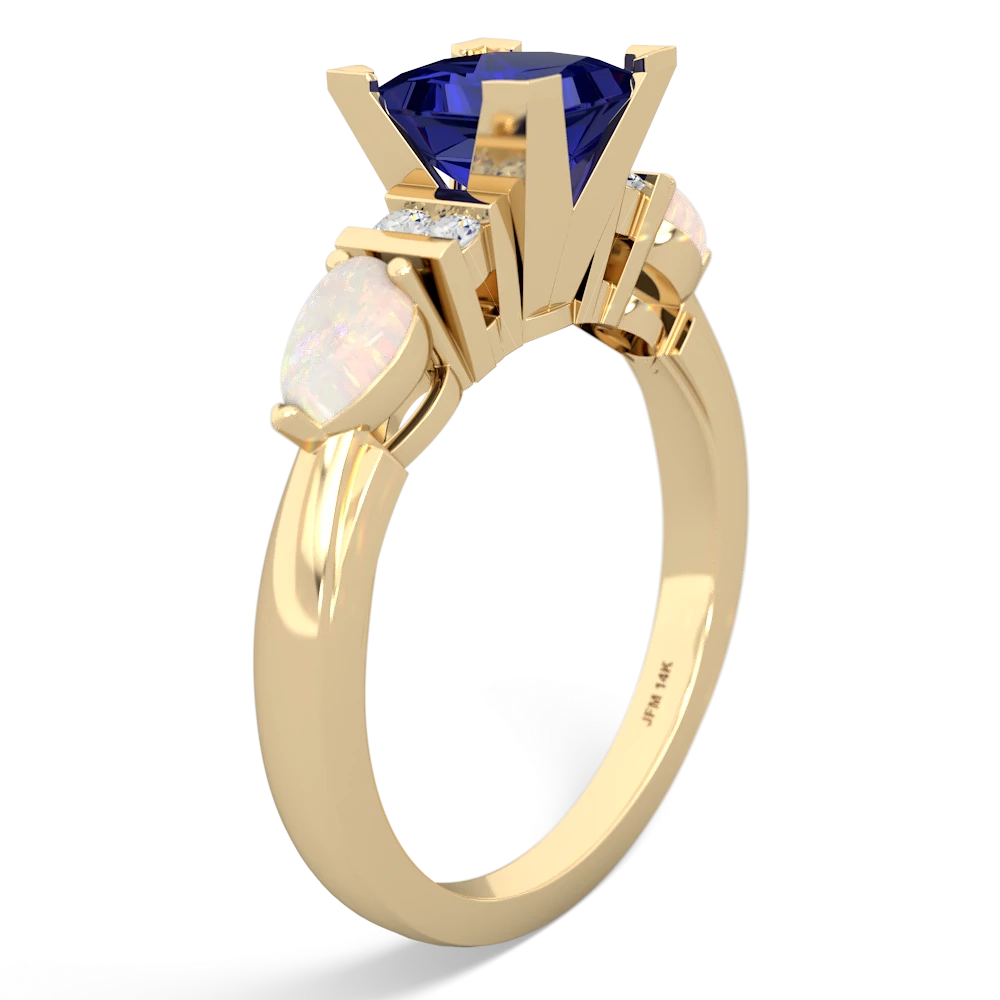 Lab Sapphire 6Mm Princess Eternal Embrace Engagement 14K Yellow Gold ring C2002